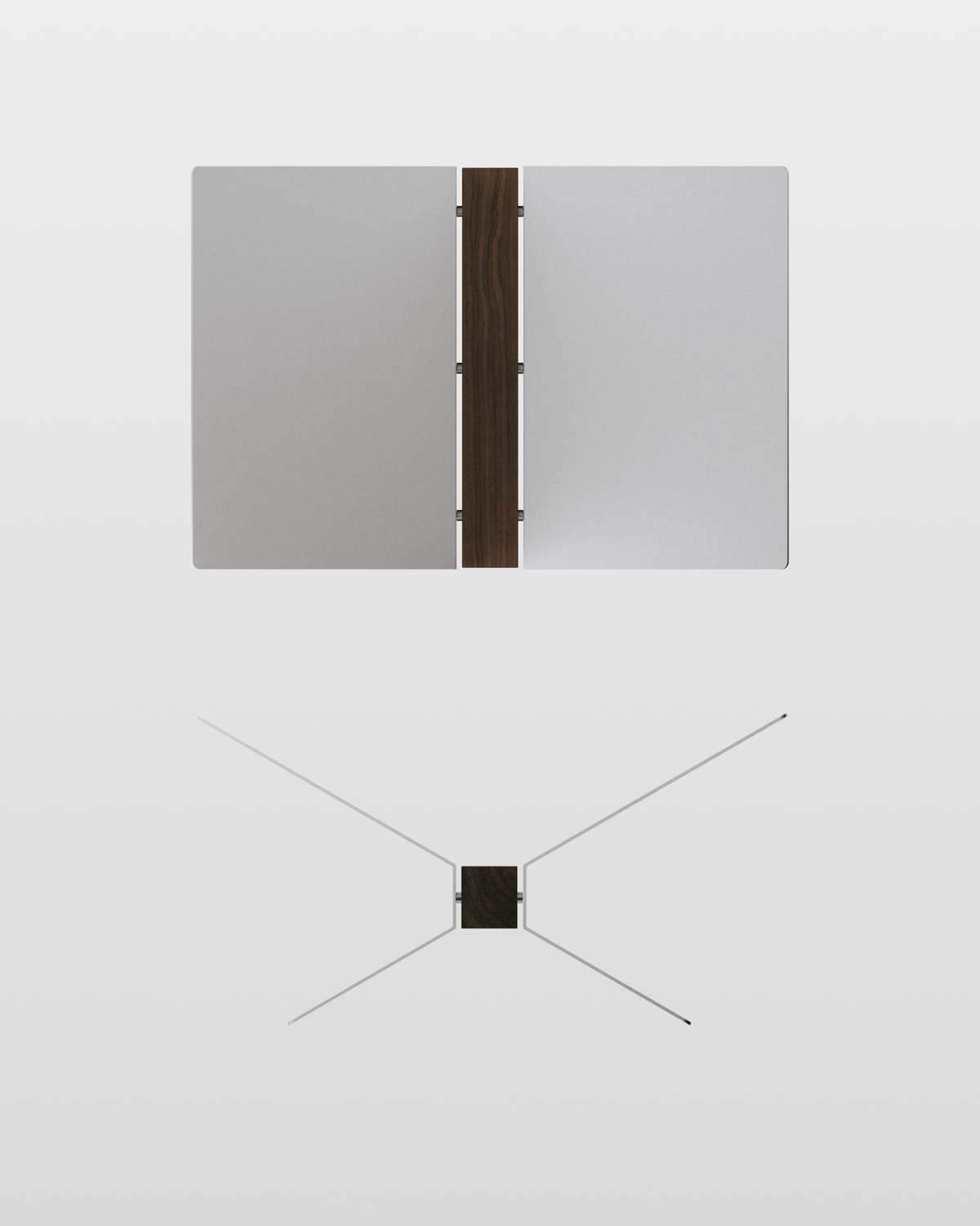 Industrial Bookstand, top and front views
