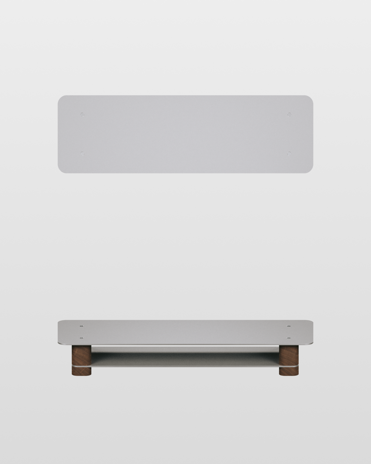 Industrial Monitor Stand, top and front views