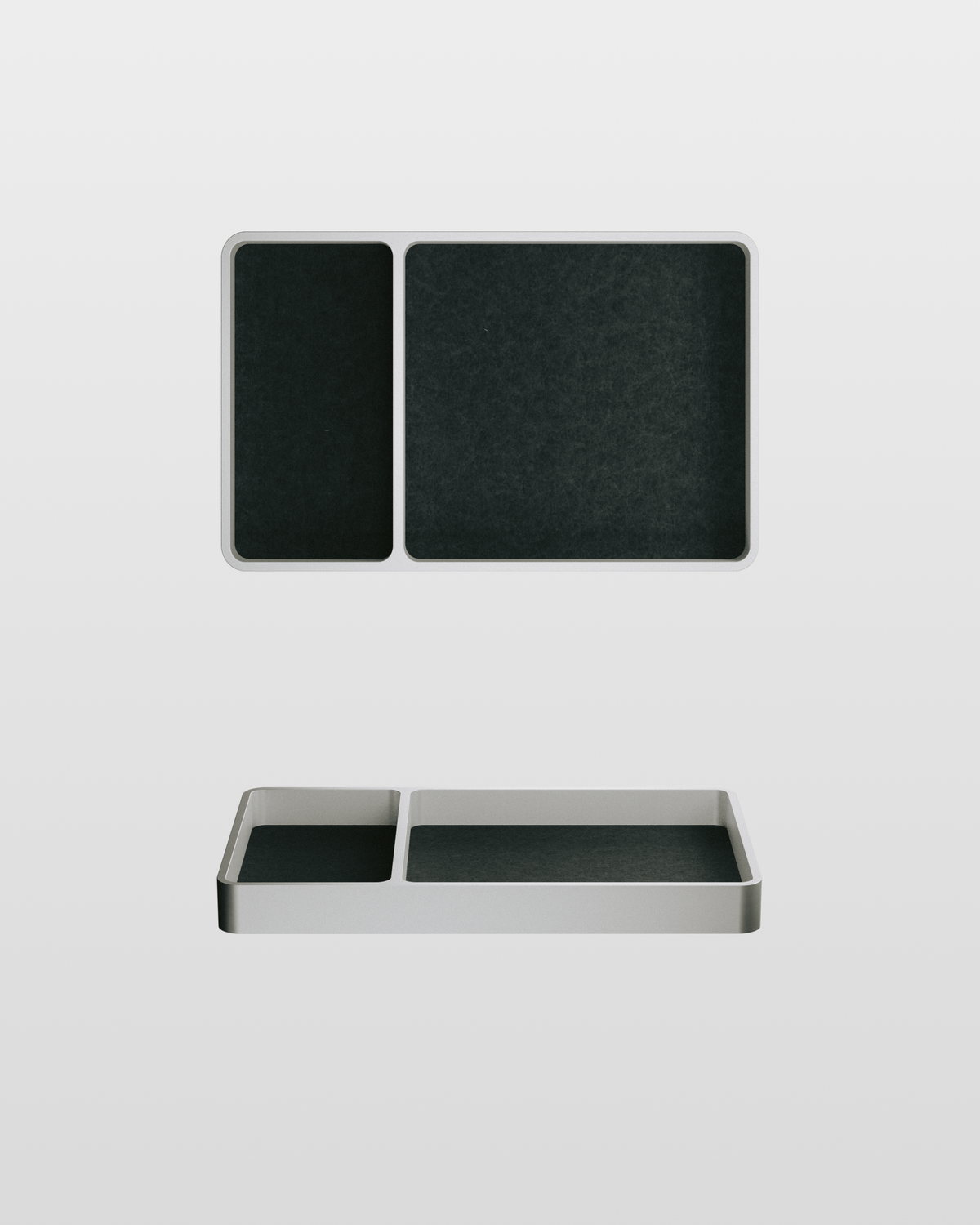 Valet Tray, top and front views
